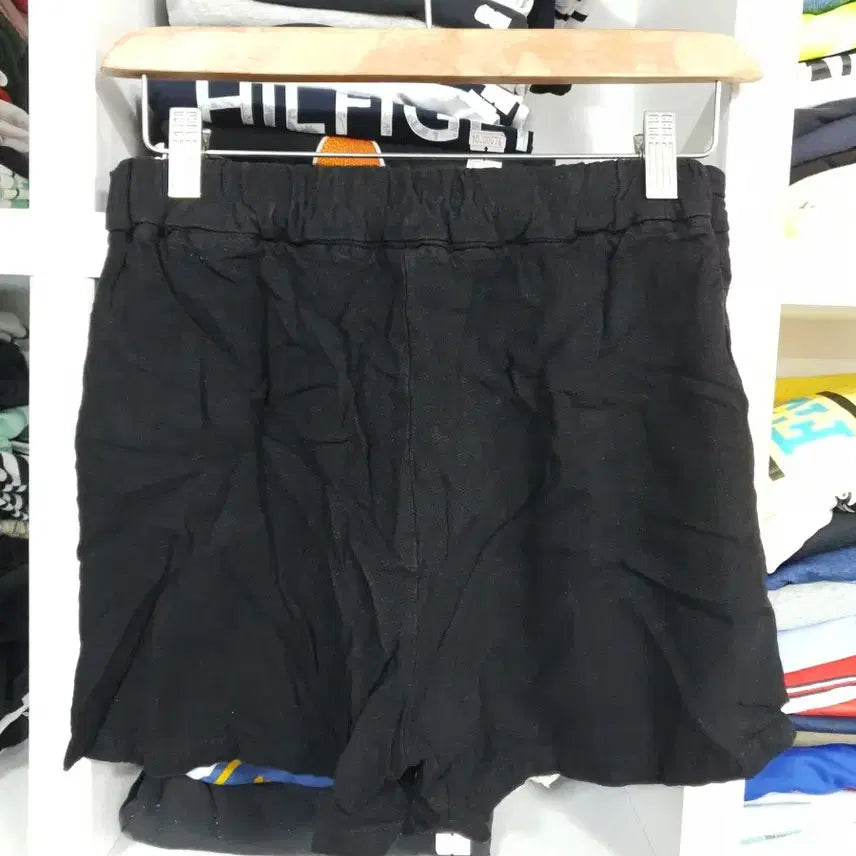 [BUNJANG] Black Linen Blend Shorts / 블랙 반바지 여성용 마제질