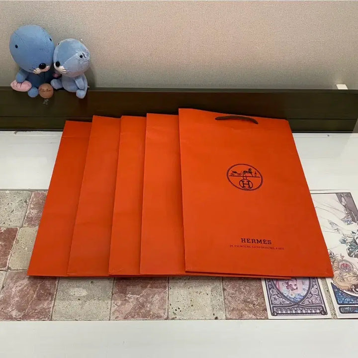 [BUNJANG] Hermès Shopping Bag Bundle Set / 에르메스 쇼핑백(28x42.5x10) 5장 일괄