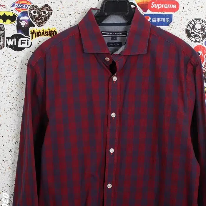 [BUNJANG] Tommy Hilfiger New York Fit Wide Gingham Check Shirt / 남성S / 타미힐피거 뉴욕핏 고방체크 셔츠RD 16-28