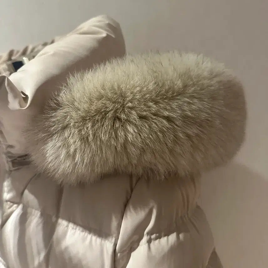 [BUNJANG] Double J Real Fox Fur Down Belted Beige Padded Jacket / [무료배송] 더블제이리얼폭스퍼덕다운벨트패딩베이지컬러사진상태그대로환불불가