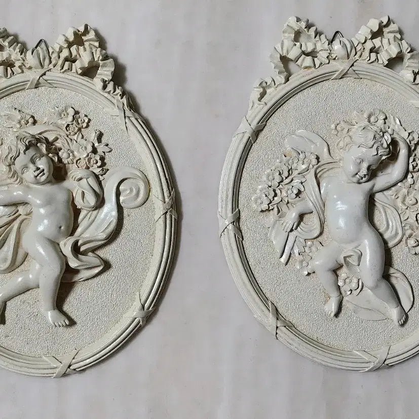 [BUNJANG] Antique Angel Wall Hanging Frames (Set of 2) / [골동품]엔틱 엔젤 벽걸이 액자(2쌍)