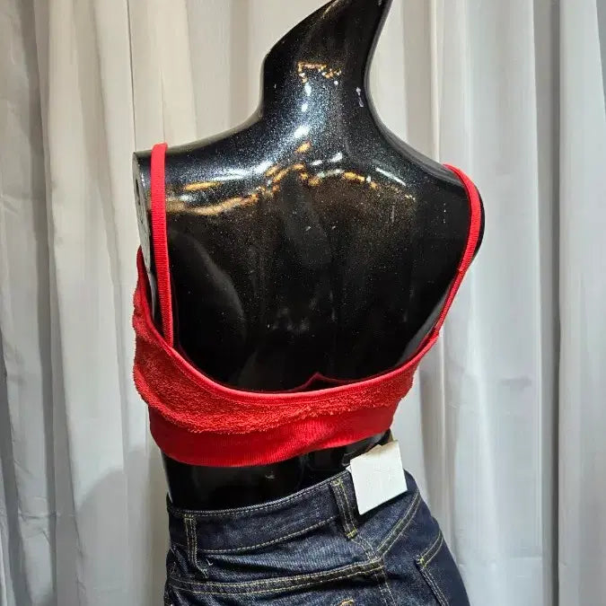 [BUNJANG] Red Towel Crop Bra Top / 캡내장 레드 타월  크롭 브라탑