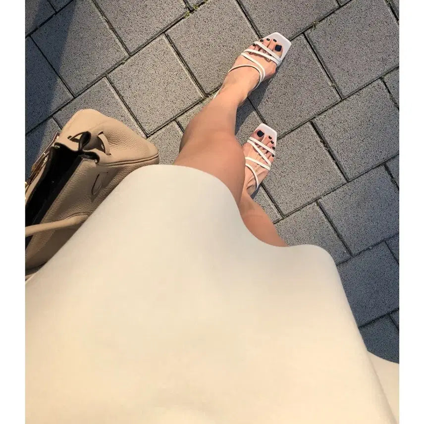 [BUNJANG] Blanchet Essential Knit Skirt Ivory (M) / 블랑쇼 에센셜 니트 스커트 숏 m 아이보리