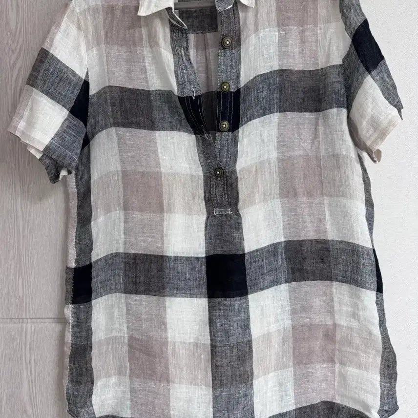 [BUNJANG] Burberry Check Linen Shirt M / 버버리 체크 리넨 셔츠 M