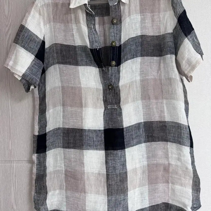 [BUNJANG] Burberry Check Linen Shirt M / 버버리 체크 리넨 셔츠 M