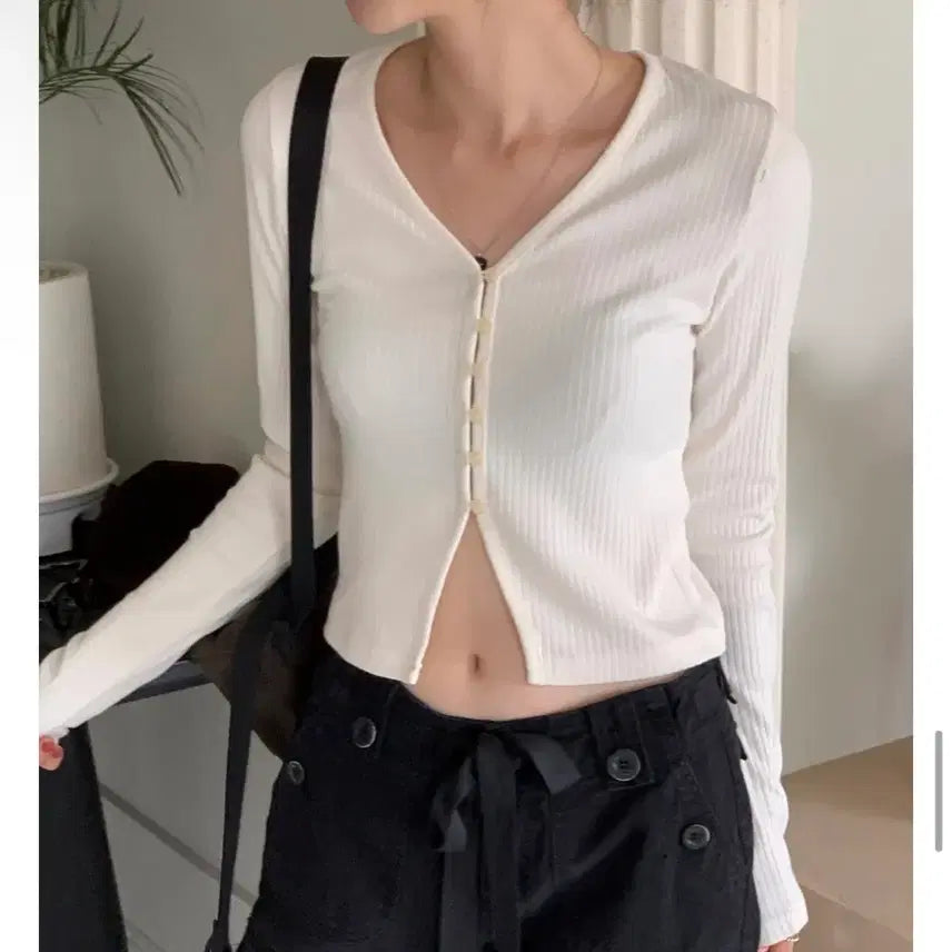 [BUNJANG] ObNine Av Golji Cardigan Ivory / 오브나인 아브 골지 가디건 아이보리