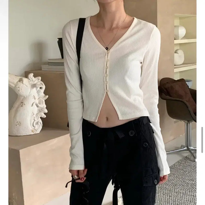 [BUNJANG] ObNine Av Golji Cardigan Ivory / 오브나인 아브 골지 가디건 아이보리