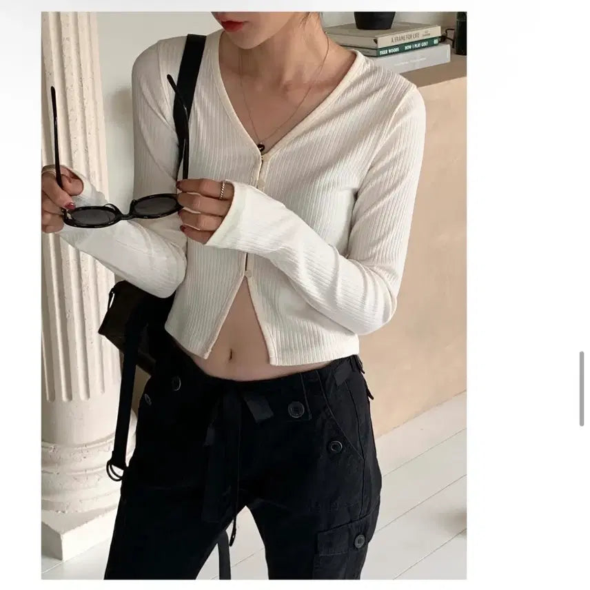 [BUNJANG] ObNine Av Golji Cardigan Ivory / 오브나인 아브 골지 가디건 아이보리
