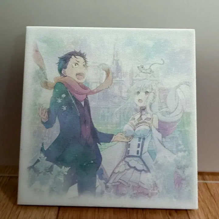 [BUNJANG] Re:Zero Emilia &amp; Subaru Mini Canvas Frame / Re 제로부터 시작하는 이세계 생활 캔버스 미니 액자