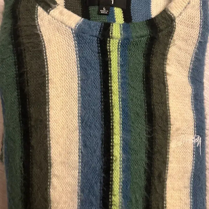 [BUNJANG] Stussy Vertical Stripe Crewneck Knit Sweater / 스투시 버티칼 스트라이프 크루넥 니트
