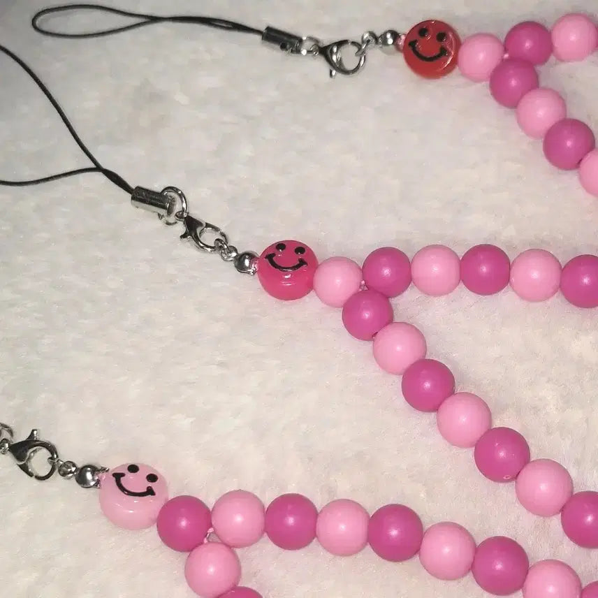 [BUNJANG] Beaded Phone Charm Strap / 키치 휴대폰 비즈 구슬 키링 스트랩