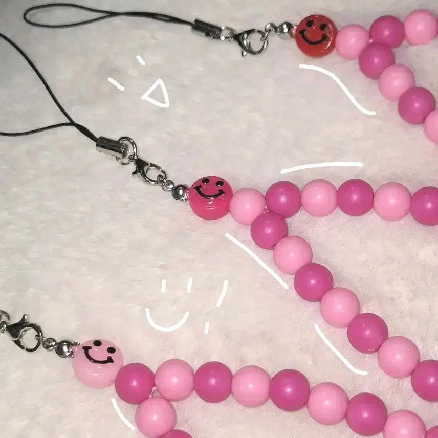 [BUNJANG] Beaded Phone Charm Strap / 키치 휴대폰 비즈 구슬 키링 스트랩