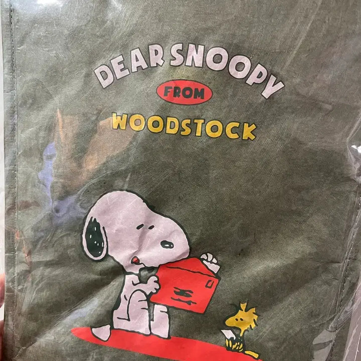 [SOLD OUT] 스누피 우드스탁 에코백 카키
