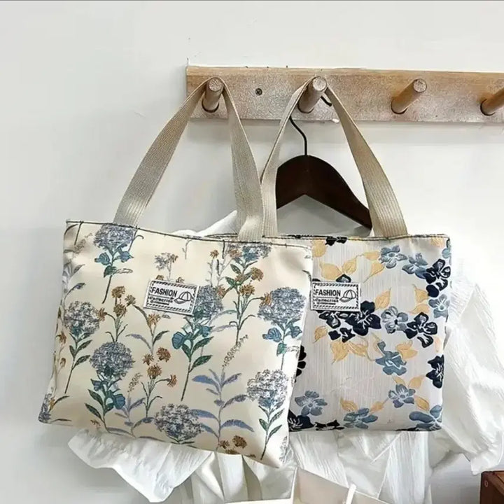 [BUNJANG] Floral Pattern Tote Bag / 플라워 패턴 에코백 / 블루숄더백(새상품)