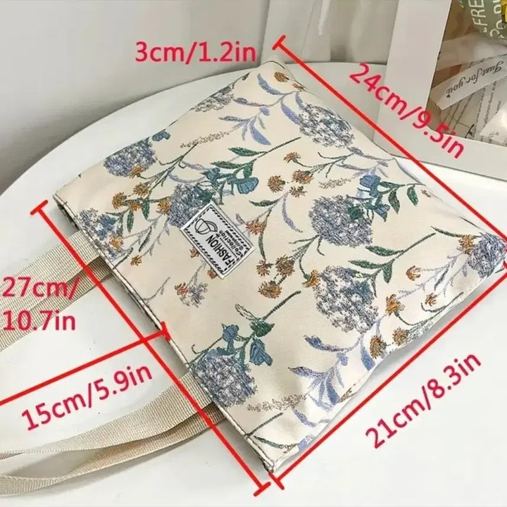 [BUNJANG] Floral Pattern Tote Bag / 플라워 패턴 에코백 / 블루숄더백(새상품)