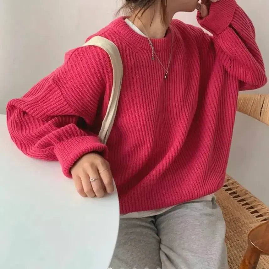 [BUNJANG] Ablly Loose Fit Pink Knit Sweater / 에이블리 루즈핏 핑크 니트 스웨터
