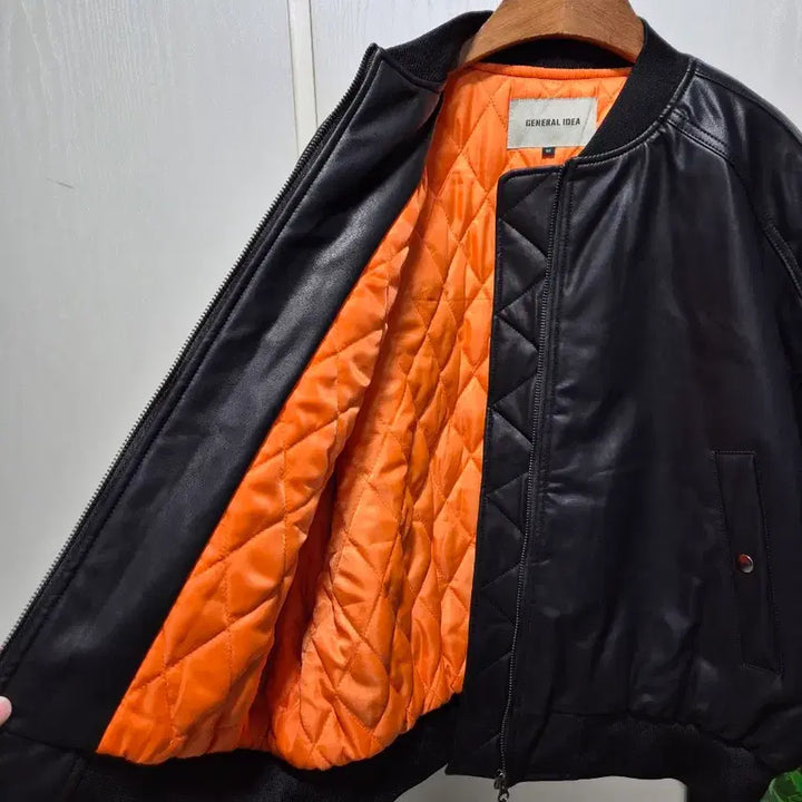 [BUNJANG] General Idea Quilted Leather Blouson Jacket - Black / (타임세일)(새상품)제너럴아이디어 레더 누빔 블루종 블랙