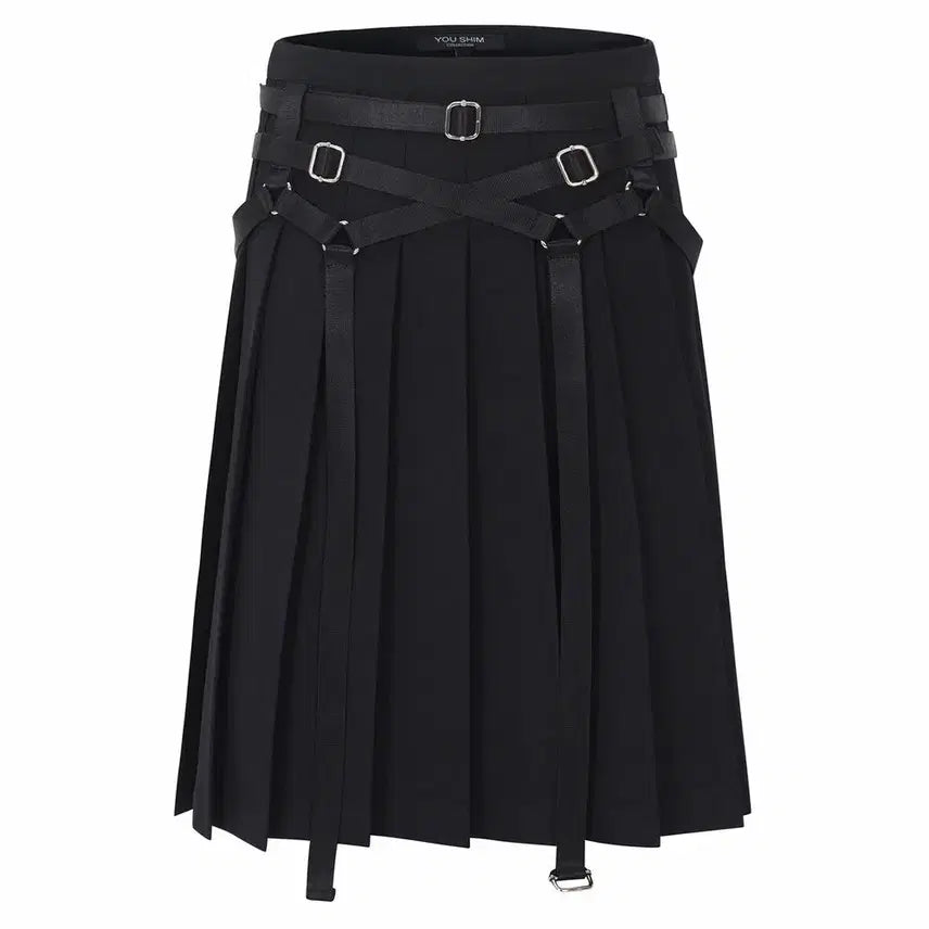 [BUNJANG] Youshim Bondage Pleated Skirt / 유심 youshim 본디지 플리츠 츠커트 스커트