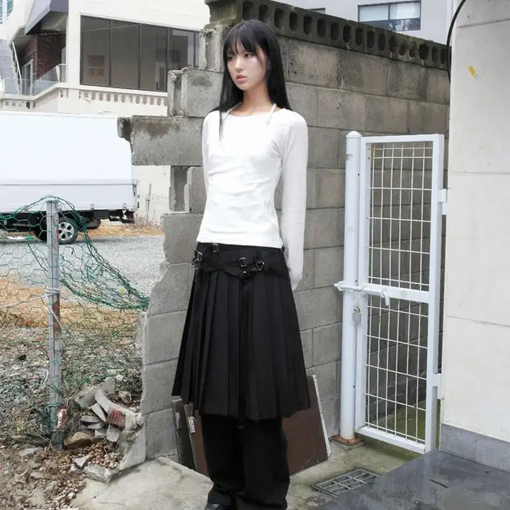 [BUNJANG] Youshim Bondage Pleated Skirt / 유심 youshim 본디지 플리츠 츠커트 스커트