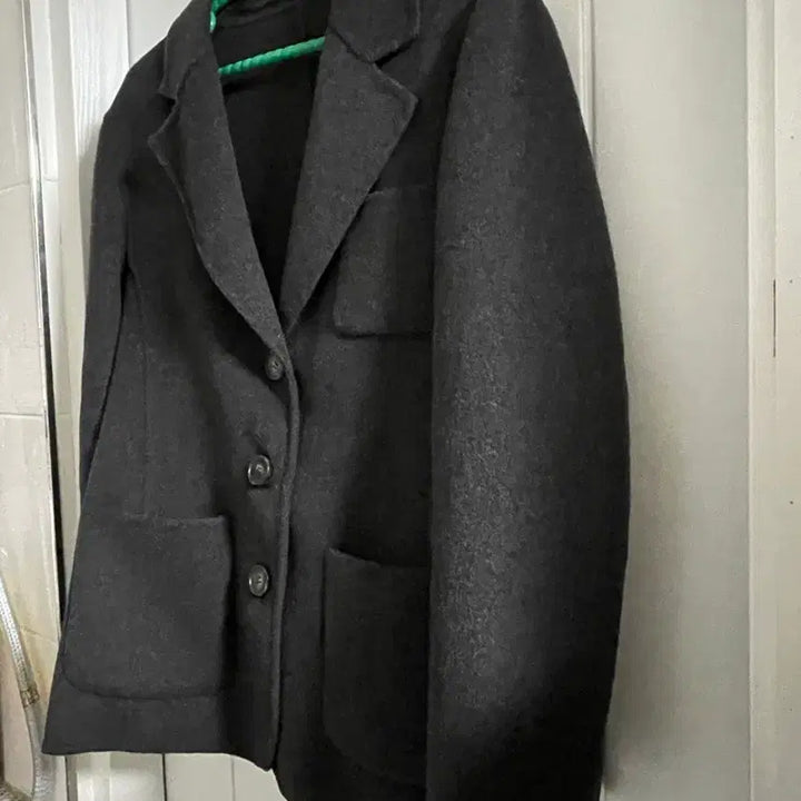 [BUNJANG] Handmade Charcoal Wool Short Coat / 핸드메이드 코트 숏코트 핸드메이드 울 자켓 챠콜 오버핏자켓