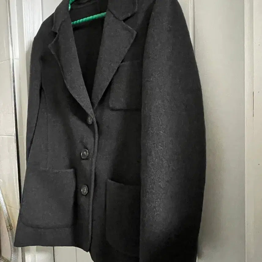 [BUNJANG] Handmade Charcoal Wool Short Coat / 핸드메이드 코트 숏코트 핸드메이드 울 자켓 챠콜 오버핏자켓