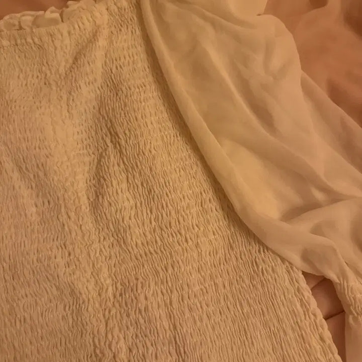 [BUNJANG] White Smoke Banding Mini Dress / 화이트 스모크 밴딩 미니 원피스