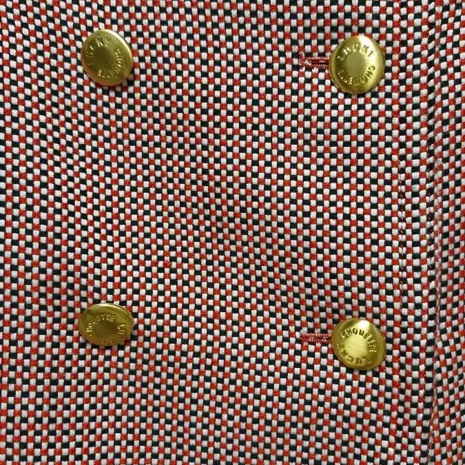 [BUNJANG] Lucky Chouette Red Check Double Tweed Coat / 럭키슈에뜨 (36) 로고버튼 레드 체크 더블 트위드코트