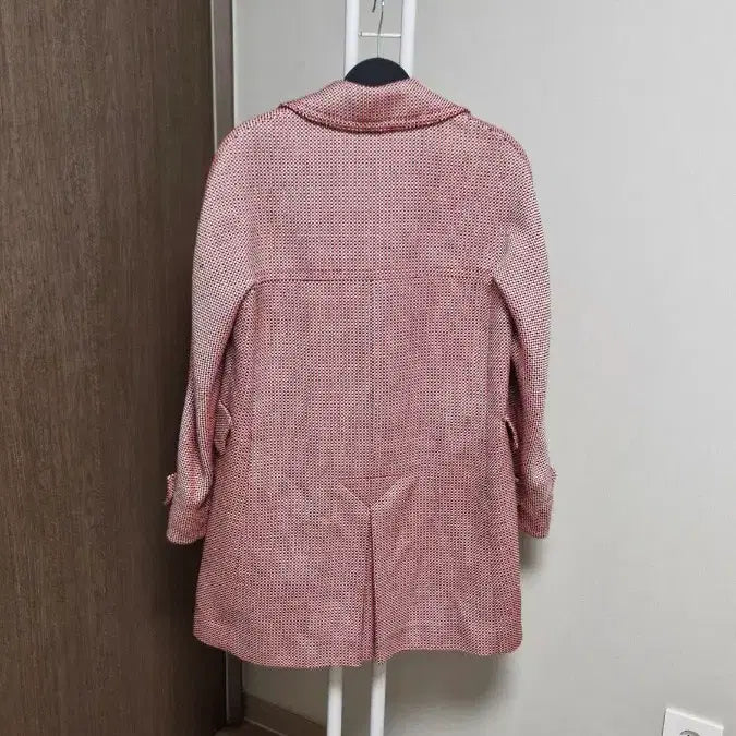 [BUNJANG] Lucky Chouette Red Check Double Tweed Coat / 럭키슈에뜨 (36) 로고버튼 레드 체크 더블 트위드코트