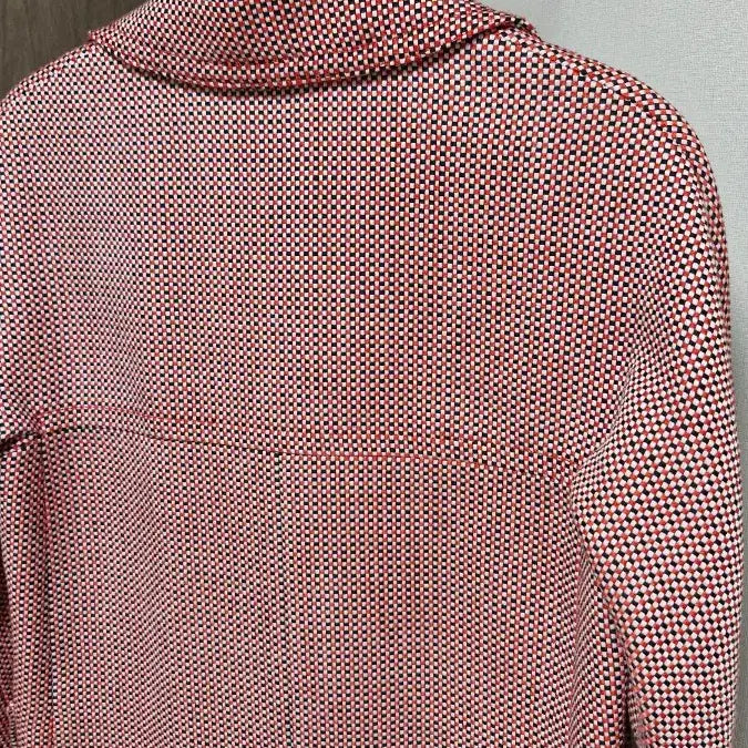 [BUNJANG] Lucky Chouette Red Check Double Tweed Coat / 럭키슈에뜨 (36) 로고버튼 레드 체크 더블 트위드코트