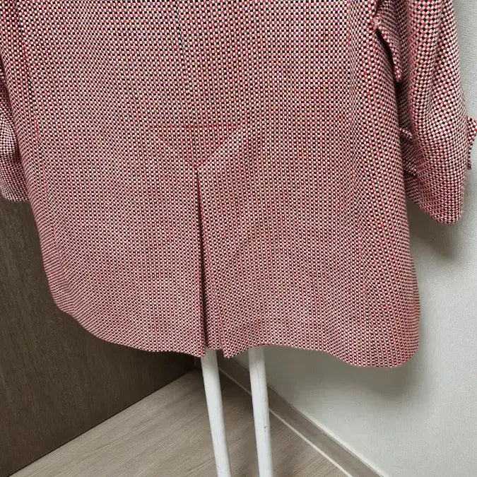 [BUNJANG] Lucky Chouette Red Check Double Tweed Coat / 럭키슈에뜨 (36) 로고버튼 레드 체크 더블 트위드코트