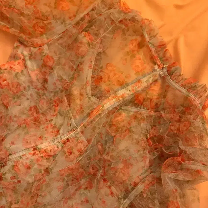 [BUNJANG] Floral Chiffon Long Dress / 플라워 쉬폰 롱 원피스
