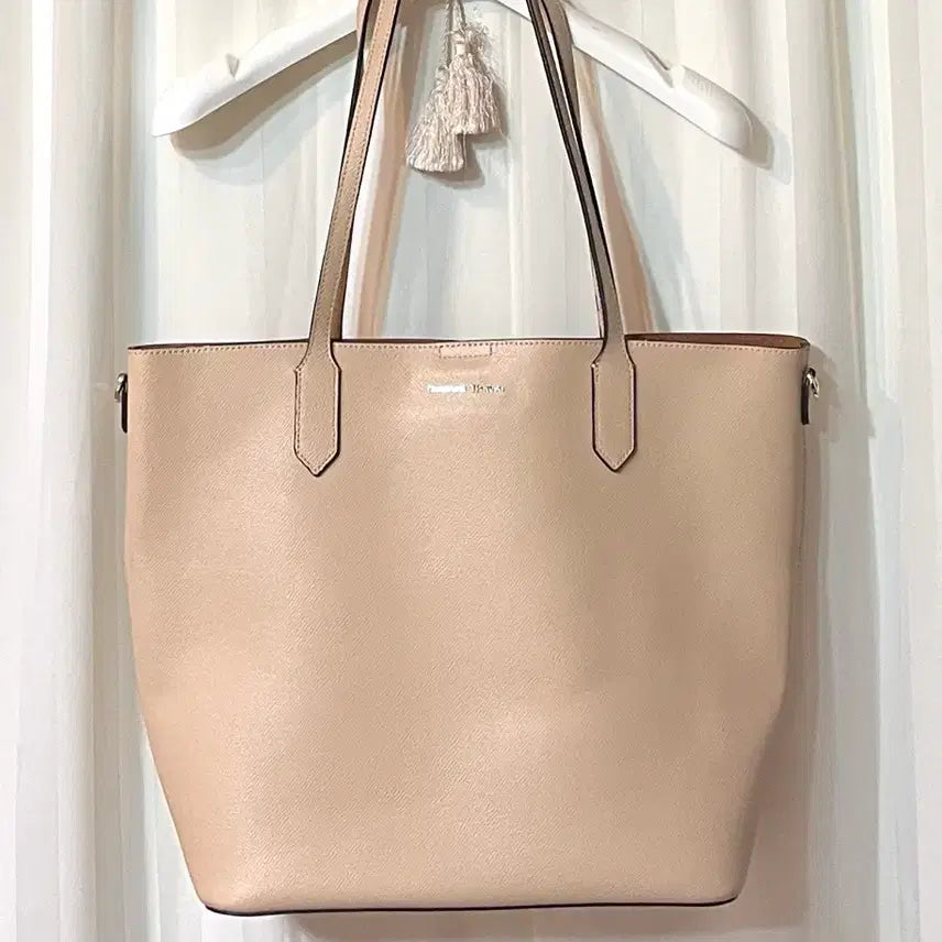 [BUNJANG] Samantha Thavasa Cowhide Tote Bag Shoulder Bag Shopper Bag / 사만사타바사 소가죽 베이지 토트백 숄더백 쇼퍼백 거의새것