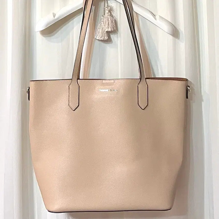 [BUNJANG] Samantha Thavasa Cowhide Tote Bag Shoulder Bag Shopper Bag / 사만사타바사 소가죽 베이지 토트백 숄더백 쇼퍼백 거의새것
