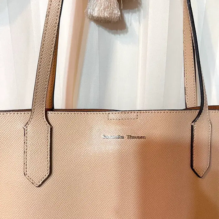 [BUNJANG] Samantha Thavasa Cowhide Tote Bag Shoulder Bag Shopper Bag / 사만사타바사 소가죽 베이지 토트백 숄더백 쇼퍼백 거의새것