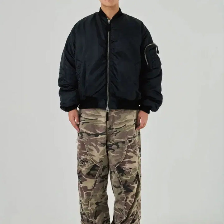 [BUNJANG] ETCE Reversible Oversized Bomber MA-1 Jacket - Black / [L] ETCE 리버시블 오버사이즈 봄버 ma-1 자켓 블랙