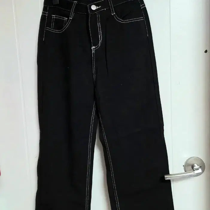 [BUNJANG] Black Raw Denim Straight Jeans / 블랙 생지 일자진 새거 27-28정도