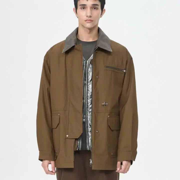 [BUNJANG] Customellow Brown Millerain Fireman Field Jacket / [M] 커스텀멜로우 브라운 밀러레인 파이어맨 필드 자켓