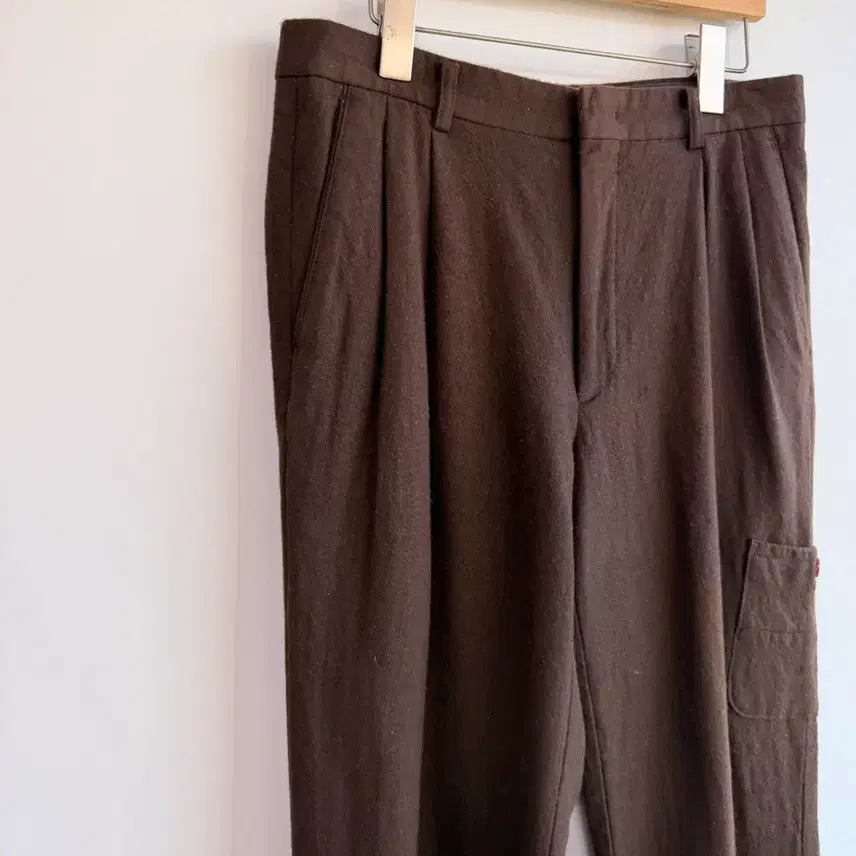 [BUNJANG] Balenciaga Wool Wide Slacks / 올드스쿨 발렌시아가 모직 브라운 핀턱 와이드 슬랙스 27