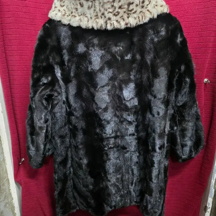 [BUNJANG] Crocodile Lady Mink Fur Coat Leopard Collar / 크러커다일 레이디 블랙 밍크 모피 코트 레오파드 칼라. /5