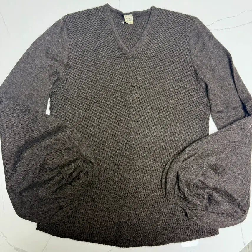 [BUNJANG] Hermès V-Neck Knit Sweater Brown / 급처 정품 에르메스 브이넥 니트 브라운