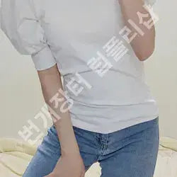 [BUNJANG] Short Puff Sleeve T-shirt / 퍼프 숏 슬리브 티셔츠 Free (착샷O)