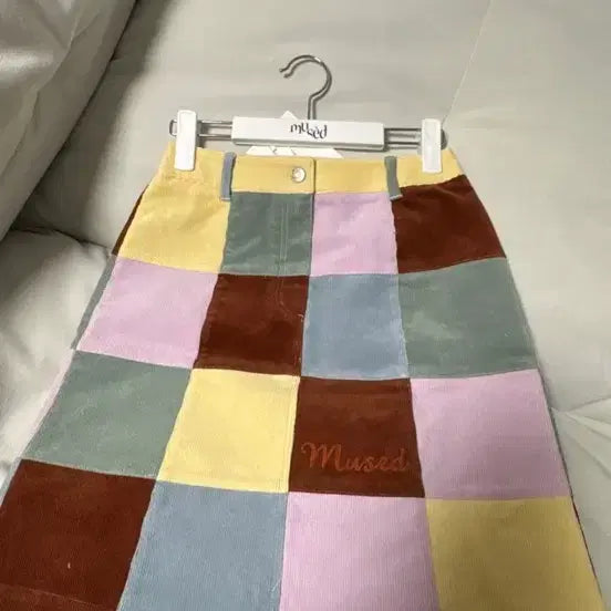 [BUNJANG] Mused Corduroy Patchwork Skirt Size 1 / Mused 코듀로이 패치워크 스커트 뮤제드 사이즈1