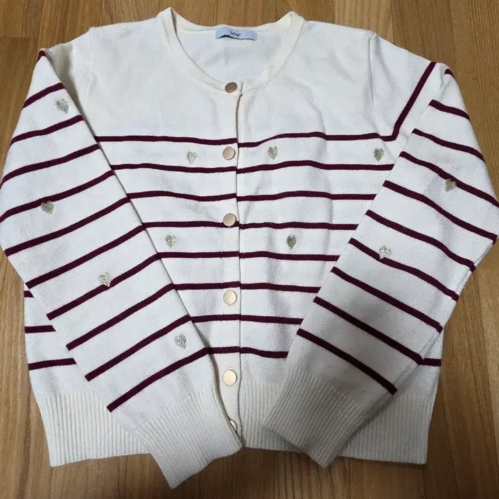 [BUNJANG] LeShop Stripe Heart Cardigan / 르샵 스트라이프 하트 가디건