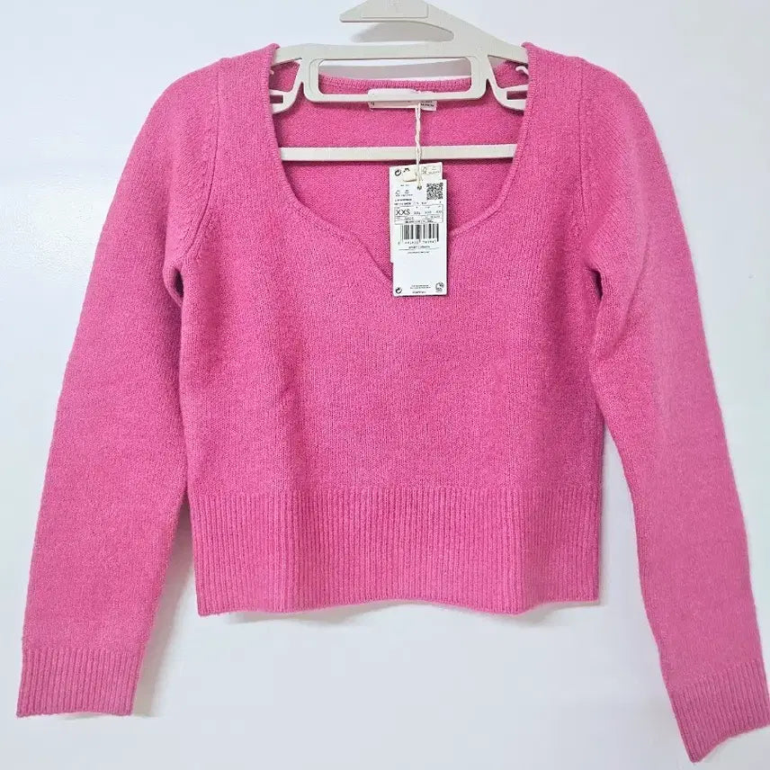 [BUNJANG] Mango Pink Crop Knit Top / 망고 핑크 크롭 니트 새상품