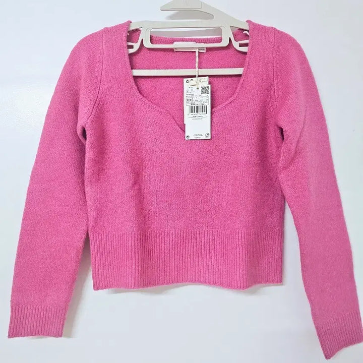 [BUNJANG] Mango Pink Crop Knit Top / 망고 핑크 크롭 니트 새상품