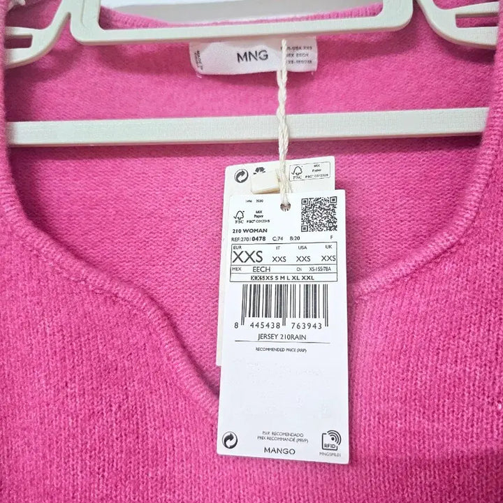 [BUNJANG] Mango Pink Crop Knit Top / 망고 핑크 크롭 니트 새상품