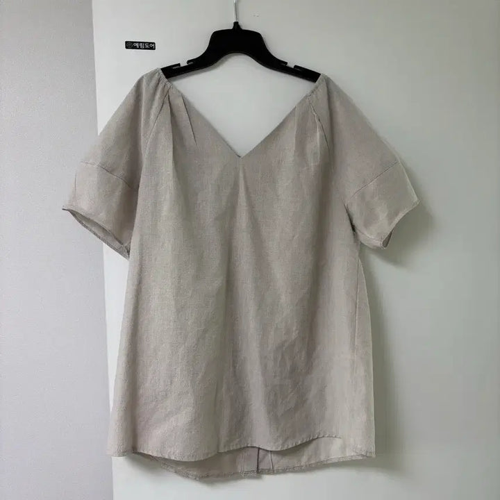 [BUNJANG] V-Neck Linen Short Sleeve Shirt / 259 깊은 브이넥 뒷단추 포인트 린넨 반팔 남방