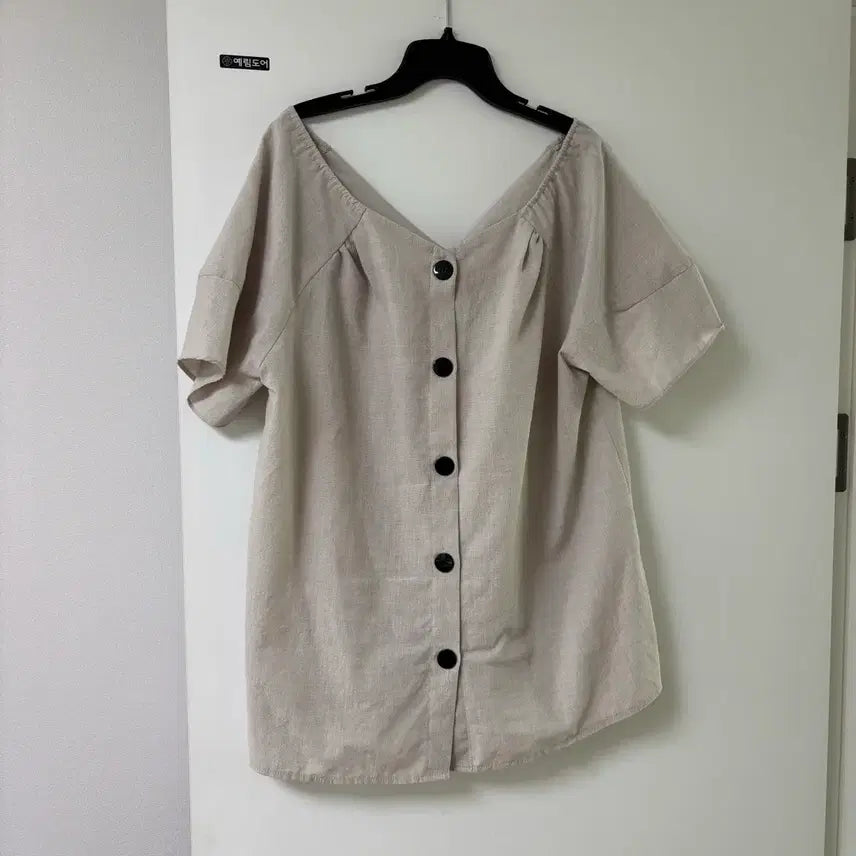 [BUNJANG] V-Neck Linen Short Sleeve Shirt / 259 깊은 브이넥 뒷단추 포인트 린넨 반팔 남방