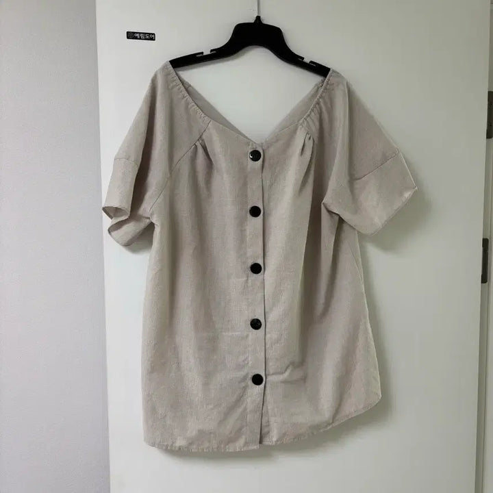 [BUNJANG] V-Neck Linen Short Sleeve Shirt / 259 깊은 브이넥 뒷단추 포인트 린넨 반팔 남방