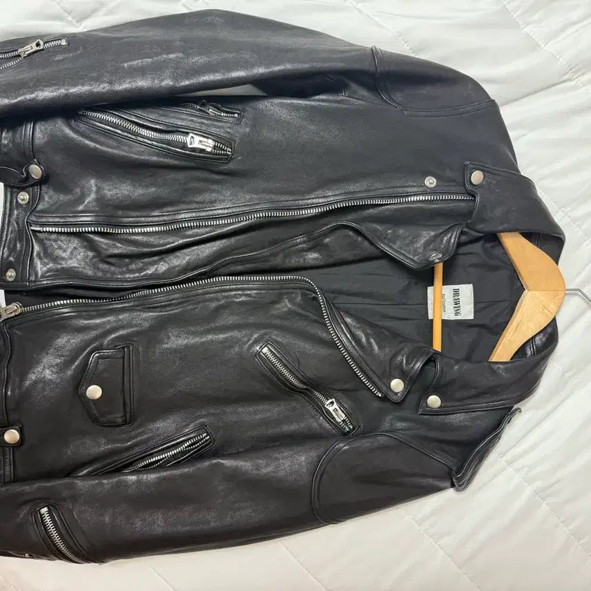 [BUNJANG] Suspic Lambskin Leather Rider Jacket / 슈스픽 양가죽 라이더 55